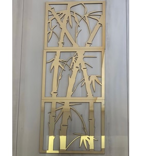 Numa Concept 3'lü Bambu Aynalı Gold Pleksi Tablo
