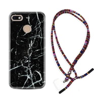 General Mobile GM8 Go GM9 GM20 Pro Plus Kılıf Boyun Asklı Rasta Silikon Black Marble 3 1382