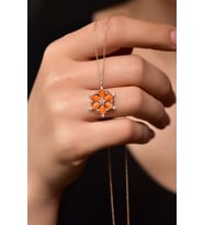 Papatya Silver 925 Ayar Gümüş Dorika Toplu Mineli Kamelya Çiçeği Kolye (Rose)