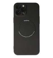 Mey İthalat® iPhone 12 Pro Kılıf Jack Magneticsafe Lens Silikon - Siyah