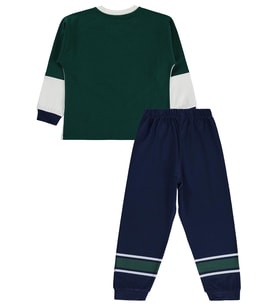 Civil Boys Baseball Baskılı 6-9 Yaş Pijama Takımı - Yeşil 9-10 Yaş