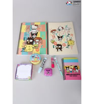 DEKOMUS İLE LİSANSLI HELLO KITTY AND BEST FRIENDS KUROMI,CINNAMOROL,MY MELODY KIRTASİYE SETİ 9 PARÇA (Krem)