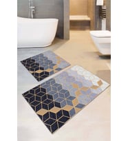 Siyah Petek Banyo Halısı Klozet Takımı Paspas Seti BS038
