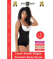 #Korse Kayma Önleyen 2 Beden Küçülten İz Yapmayan Lazer Kesim Göğüs Destekli Body Korse - 1 Adet