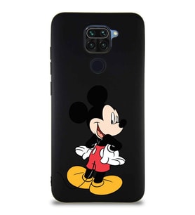 Xiaomi Redmi Note 9 Soft Premier Kapak Mickey Mouse-D Tasarımlı Silikon Kılıf - Siyah (Şeffaf)