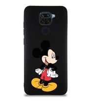 Xiaomi Redmi Note 9 Soft Premier Kapak Mickey Mouse-D Tasarımlı Silikon Kılıf - Siyah (Şeffaf)
