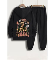 Unisex Love Yourself Baskılı Eşofman Takımı (Siyah)