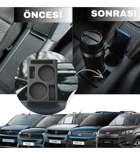 2019-2026 Model Rifter-Berlingo-Combo-Doblo uyumlu Orta Konsol İçin Premium Bardaklık (Siyah)
