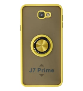 Mey İthalat® Samsung Galaxy J7 Prime Kılıf Montreal Yüzüklü Silikon Kapak - Sarı