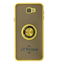 Mey İthalat® Samsung Galaxy J7 Prime Kılıf Montreal Yüzüklü Silikon Kapak - Sarı