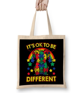 It s OK To Be Different Autism Awareness Panda Bez Çanta Uzun Saplı