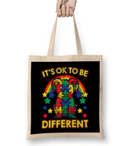 It s OK To Be Different Autism Awareness Panda Bez Çanta Uzun Saplı