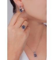 Mistik Topaz Taşlı Üçlü Modern Gümüş Takı Seti