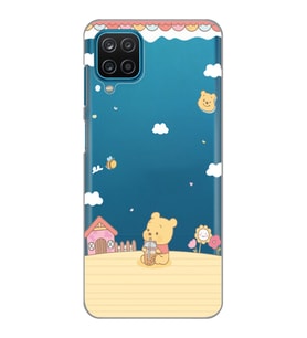 Samsung Galaxy M32 Uyumlu Winnie The Pooh Tasarımlı Şeffaf Telefon Kılıfı