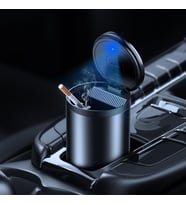 Car Ashtray Led Işıklı Alüminyum Taşınabilir Kapaklı Araba Küllük Kül Tablası Kokusuz
