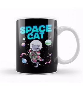 Adorable Space Cat Cute Kitty Astronaut Exploring Kupa Bardak Porselen