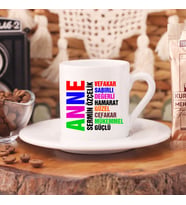 Anneler Gününe Özel Türk Kahvesi Fincanı (Beyaz)