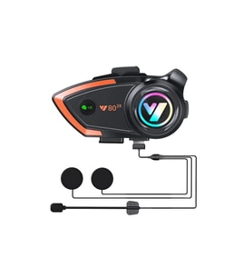 Yeni Model Y80-2x Motosiklet İntercom 2 Kişilik Bağlantı Rgb Işıklı Bluetooth Kulaklık Seti