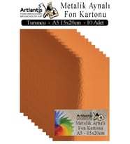 Metalik Aynalı Fon Kartonu 10 lu A5 15x20 cm 1 Paket Okul Sınıf Dekoratif Pırıltılı Folyo Kağıt Dekoratif Anasınıfı Kreş (Turuncu)