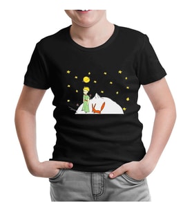 Küçük Prens - Moon and Back Siyah Çocuk Tshirt