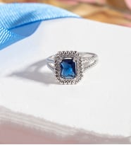925 Ayar Safir Rengi Güverse Modeli Gümüş Yüzük