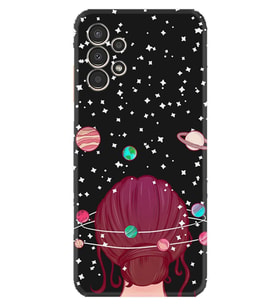 Samsung Galaxy M14 Uyumlu Kılıf Resimli Desenli Baskılı Silikon Space Woman 1311