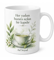 Yeşil Çay Temalı Baskılı Kupa Bardak Hediye Porselen Mug Özel Tasarım