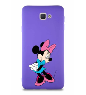 Samsung Galaxy J7 Prime 2 Soft Premier Kapak Minnie Mouse-F Tasarımlı Silikon Kılıf - Mor (Şeffaf)