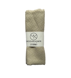 Modakaşmir Gucci Desenli Krep Şal (Krem)