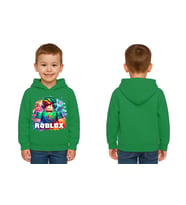 Unisex roblox Baskılı Çocuk Swaetshirt  Baskılı Kapüşonlu 3 İplik Şardonlu (Yeşil)