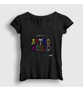 Presmono Kadın Siyah Roller Coaster Astroworld Travis Scott T-Shirt 43068tt