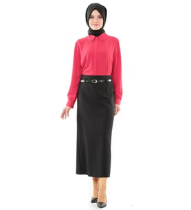 SORALLİNE 770 SİYAH BAYAN KALEM ETEK 90 CM BOYUNDA ASTARLI MEVSİMLİK ÜRÜN