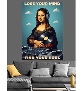 Kulaklıklı Mona Lisa Dj Dekoratif Kanvas - Mdf Ahşap Tablo