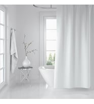 Beyaz Renk Banyo Perdesi Polyester Kumaş Duş Perdesi 240x200 cm Büyük Boy Banyo Perde C-Halka Hediye (Çok Renkli)