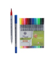 Fineliner Kalem Çift Yönlü 12 Renk 1 Paket Fırça Uç ve Fineliner Brushpen 12li Keçe Uçlu Kalem Kalın İnce Keçeli Kalem