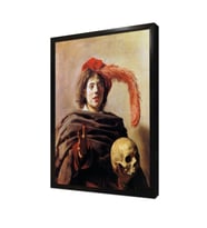 Young Man Holding A Skull Çerçeveli Mdf Tablo