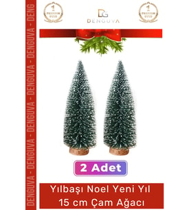 Mini Çam Masaüstü Minyatür Dekorasyon Küçük Süs Kar Yeni Yıl Noel Yapay Sedir Ağacı 15cm 2 Adet