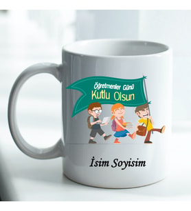 Kişiye Özel İsim ve Fotoğraf Baskılı Öğretmen Temalı Kupa Bardak No:005