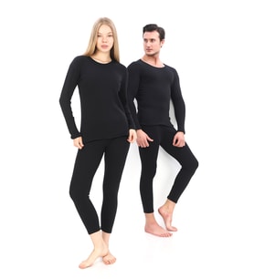 Günlük Fanila Alt Üst Takım Terletmeyen Pamuklu Likralı Sıcak Tutan Kışlık İçlik Termal Unisex (Siyah)
