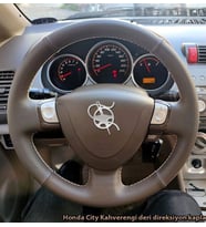 Honda City Araca Özel Dikmeli Direksiyon Kılıfı (KAHVERENGİ KREM İP) (Karışık)