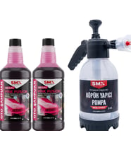 SMX %90 cilalı Pink Fusion Oto Şampuanı 750 ml 2adet ve Köpük Pompası