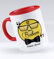 BK Gift Kişiye Özel Kral Babam Tasarımlı Kırmızı Kupa Bardak - Model 1