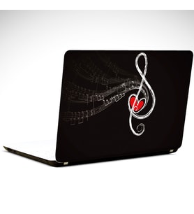 Kalp ve Nota Laptop Sticker 19 inch (40,5X27CM)