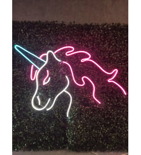 unicorn tek boynuzlu at neon gece lambası dekoratif aydınlatma (60x55cm)
