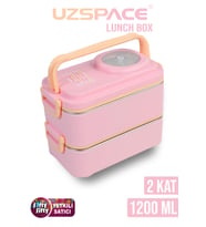 Uzspace 1200 ML İki Kat Dört Bölme Paslanmaz Çelik Lunch Box Yeni Nesil Sefer Tası-Sos Kaseli Model-FFLBOX8023