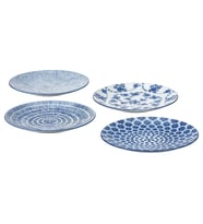 Tatlı tabağı seti, mavi-beyaz, 18 cm, 4 parça