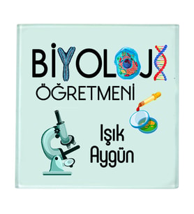 Biyoloji Öğretmenine Hediye İsimli Cam Bardak Altlığı - Öğretmenler Günü Hediyesi (1 adet)