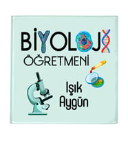 Biyoloji Öğretmenine Hediye İsimli Cam Bardak Altlığı - Öğretmenler Günü Hediyesi (1 adet)