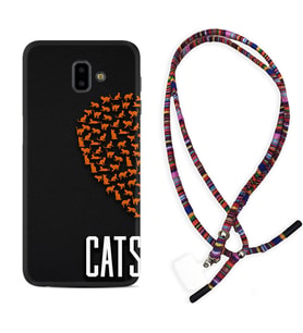 Samsung J6 Plus J7 Prime J7 Pro M20 Kılıf Boyun Asklı Rasta Silikon Cats 1792