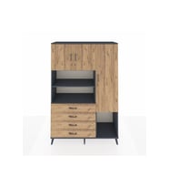 Hyperion Gardrop 8 Raflı 4 Çekmeceli 3 Kapaklı 132x44x195 Antrasit-Çam